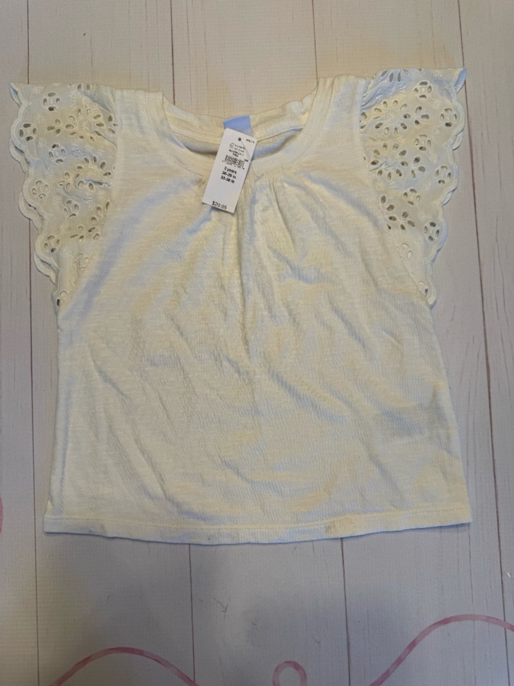 NWT Baby Gap Eyelet Flutter Sleeve T-Shirt Size 3